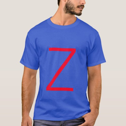 Initial Red Monogrammed Handwritten Own Name Blue T_Shirt