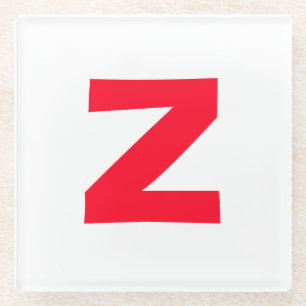 Initial Red Monogrammed Huge Letter Own Name Glass Coaster