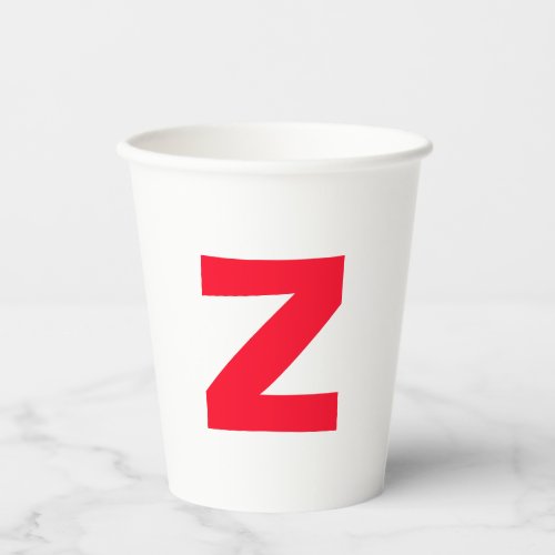 Initial Red Monogrammed Huge Letter Own Name Paper Cups