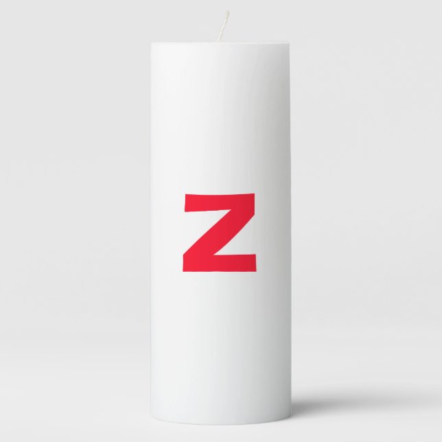 Initial Red Monogrammed Huge Letter Own Name Pillar Candle (Front)