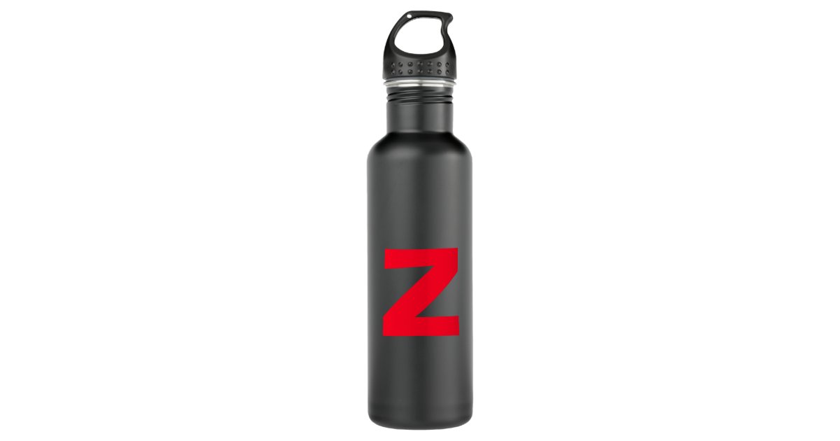 Red & White Initial Letter Monogrammed Plain Stainless Steel Water Bottle