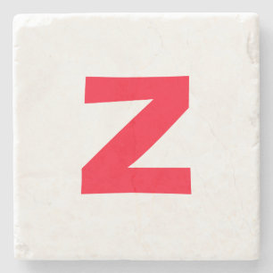 Initial Red Monogrammed Huge Letter Own Name Stone Coaster