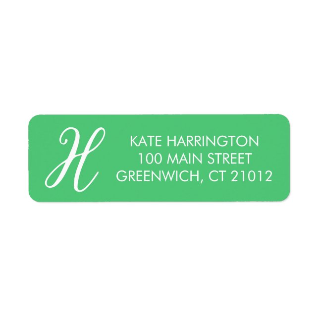 Initial Return Address Label in Kelly Green (Front)
