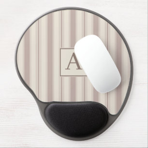 Initial Rustic Farmhouse Striped Beige & Taupe Gel Mouse Pad