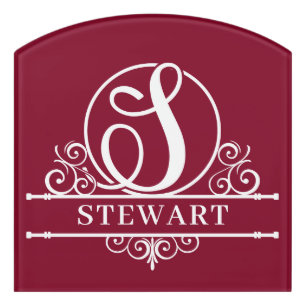 Initial S Family Name Split Monogram Door Sign