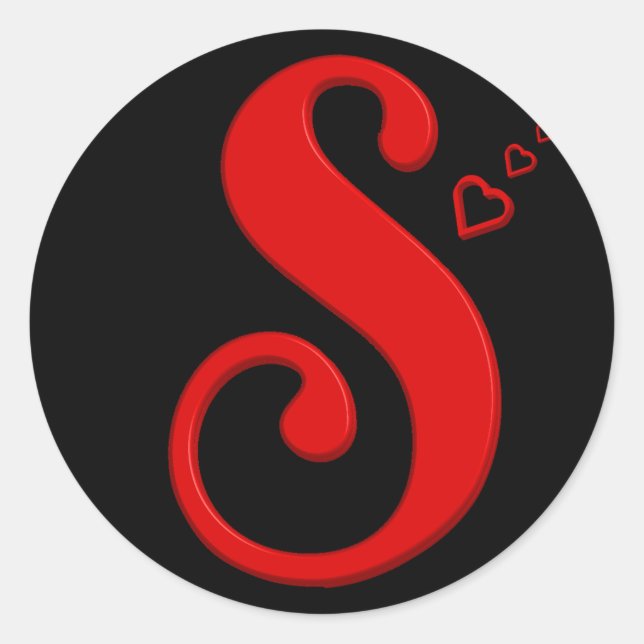 Initial S Monogram Capital Letter Name S with Red  Classic Round Sticker (Front)