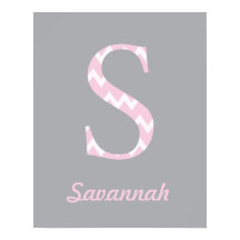 Initial S" Personalized Chevron Pink Baby Name