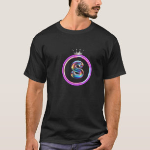 Initial S with colorful Boundary Royal T-Shirt