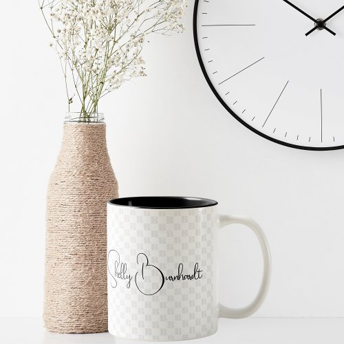 Initial Script Monogram Geometric Classic         Two_Tone Coffee Mug