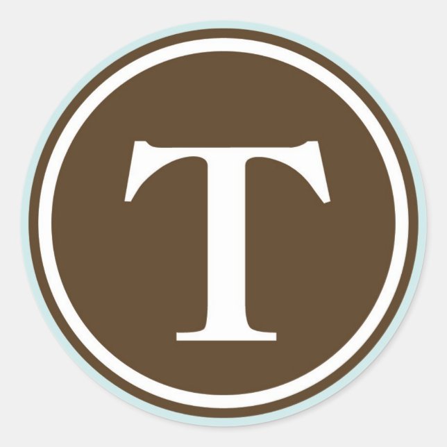 Initial T monogram circle letter seal party favor (Front)