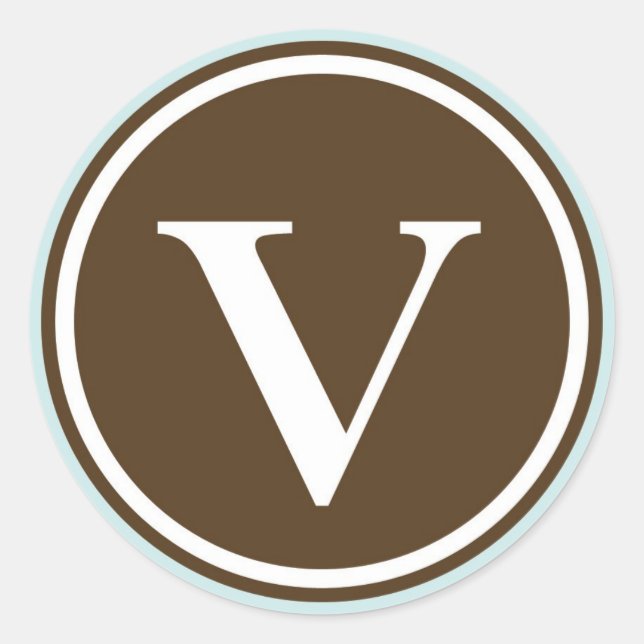 Initial V monogram circle letter seal party favor (Front)