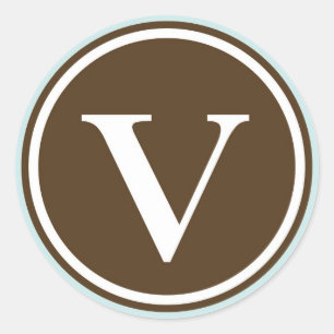 Initial V monogram circle letter seal party favor
