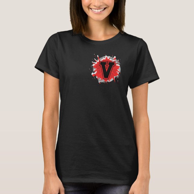 Initial V Monogram Letter Custom Personalized Cust T-Shirt (Front)