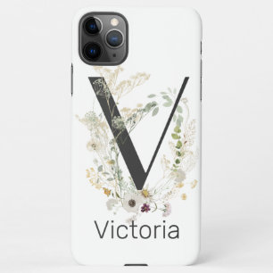 Initial V With Soft color flower Custom  iPhone 11Pro Max Case