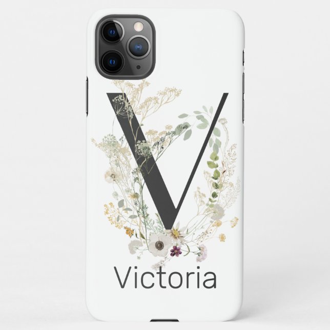 Initial V With Soft color flower Custom  iPhone Case (Back)