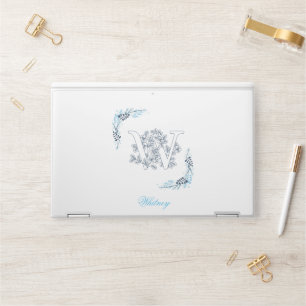 Initial "W" Blue Monogram Calm Floral HP Laptop Skin
