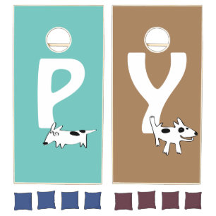 Initial w/ dog doodles cornhole set