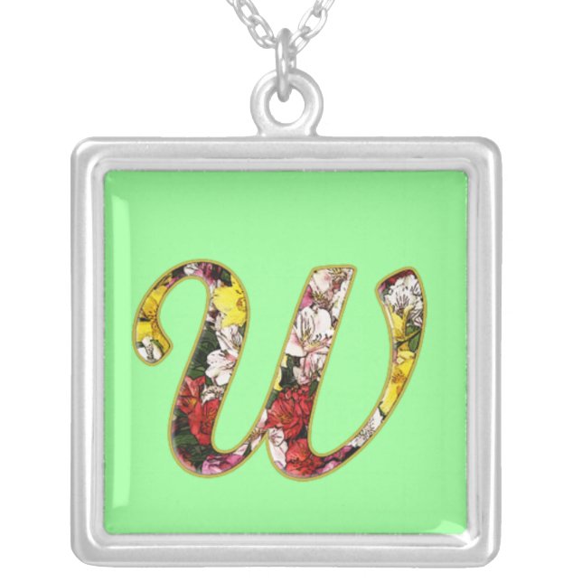 Initial W Monogram Necklace (Front)