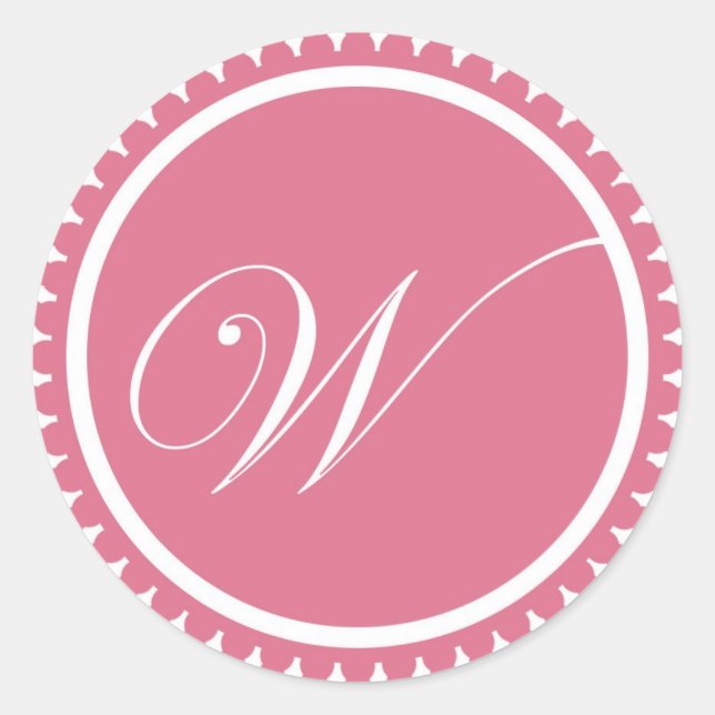 Initial W princess pink monogram seal party favor (Front)