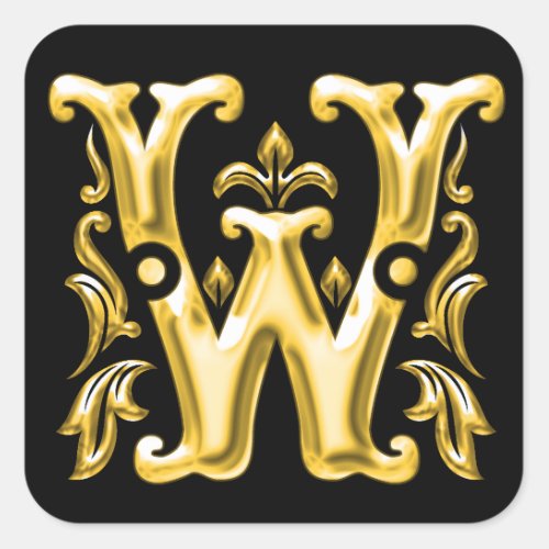 Initial W Sticker in Gold