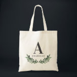 Initial watercolor foliage wreath tote<br><div class="desc">Initial watercolor foliage gift tote bag. Watercolor foliage and gold effect geometric details make this tote is the perfect gift.</div>