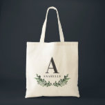 Initial watercolor foliage wreath tote<br><div class="desc">Initial watercolor foliage gift tote bag. Watercolor foliage and gold effect geometric details make this tote is the perfect gift.</div>