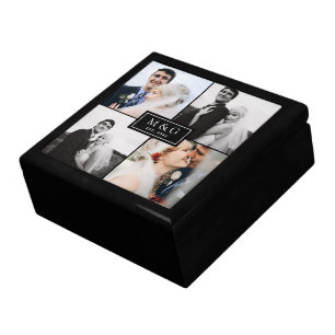 Initial Wedding Photo Collage Jewelry Keepsake Box