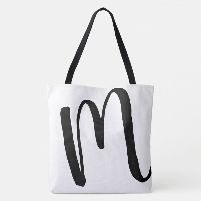 Initial with name white simple & nice tote bag (Back)