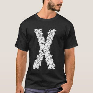 Initial X Capital Letter Funny Cat Lover Feline Ki T-Shirt