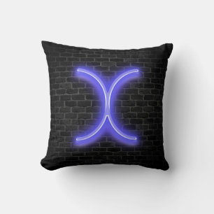 Initial X In Neon Marquee On Brick Throw Pillow