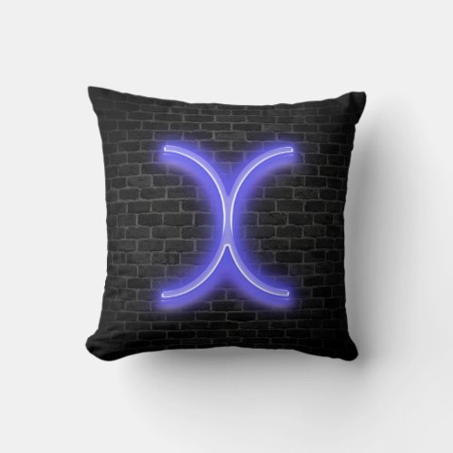 Initial X In Neon Marquee On Brick  Throw Pillow