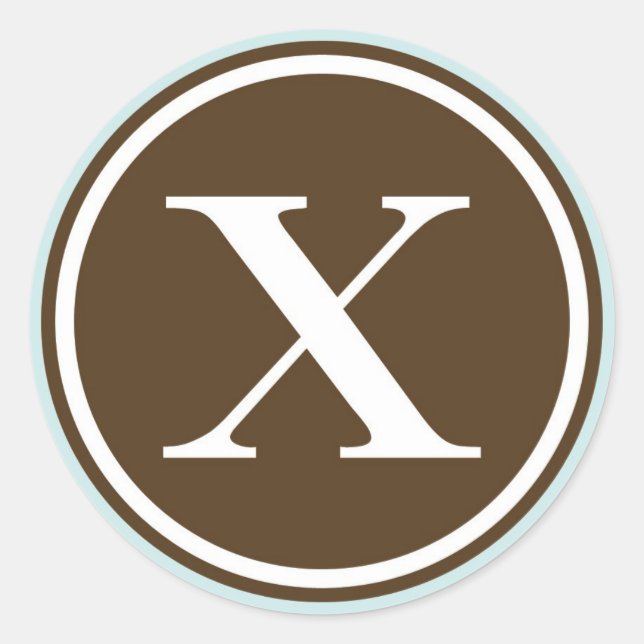 Initial X monogram circle letter seal party favor (Front)