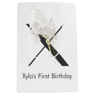 Initial X With Soft colour flower Medium Gift Bag