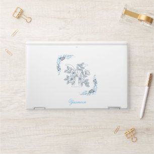 Initial "Y" Blue Monogram Calm Floral HP Laptop Skin