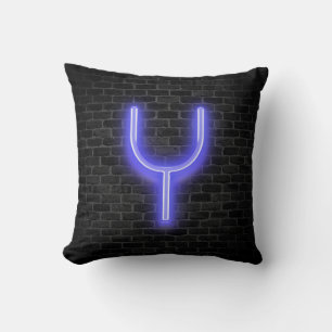 Initial Y In Neon Marquee On Brick Throw Pillow