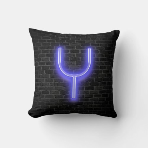 Initial Y In Neon Marquee On Brick  Throw Pillow