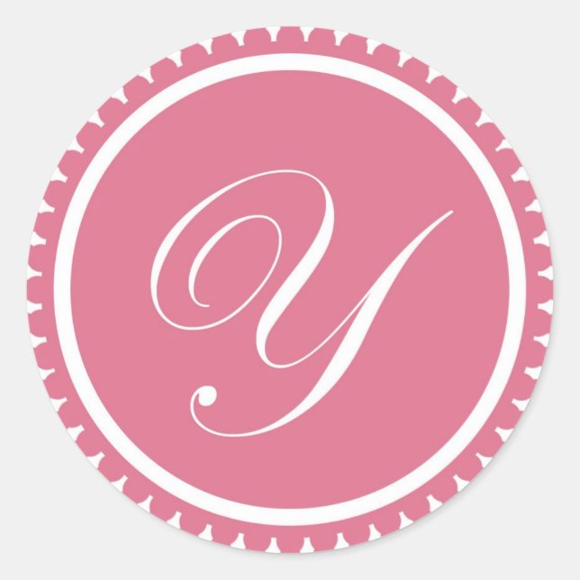 Initial Y princess pink monogram seal party favor (Front)