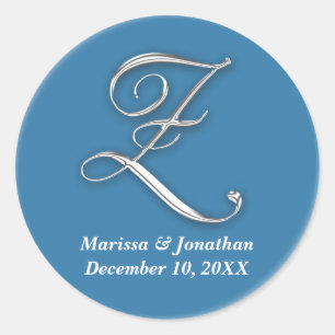 Initial Z blue monogram custom name favor seal