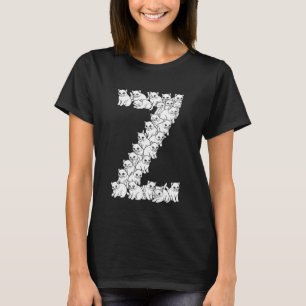 Initial Z Capital Letter Funny Cat Lover Feline Ki T-Shirt