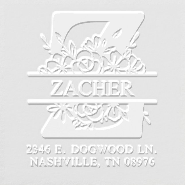 Initial Z Floral Return Address Embosser (Design)