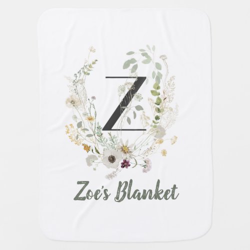 Initial Z With Soft colour flower  Baby Blanket