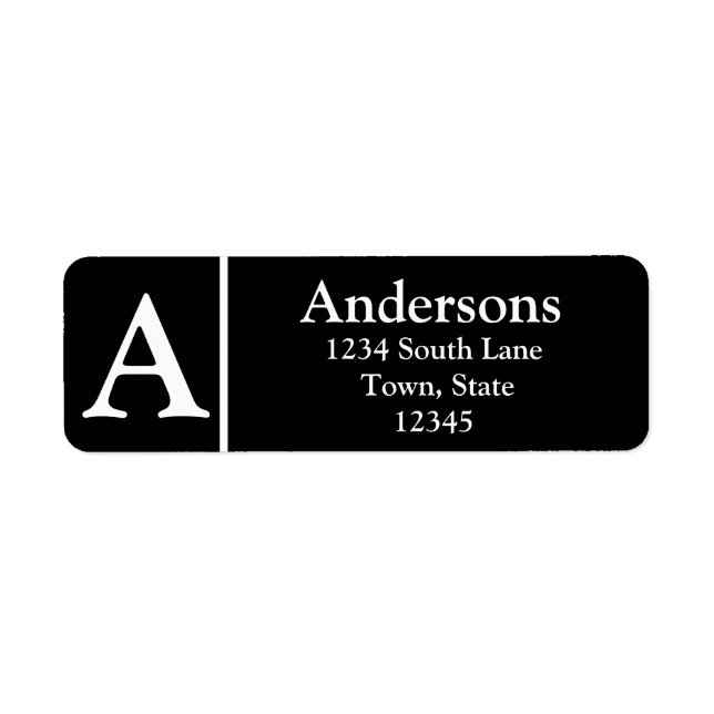 Initialed Black And White Return Address Label (Front)