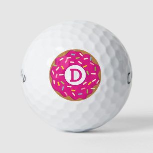Initialed Callaway golf ball set with pink donut