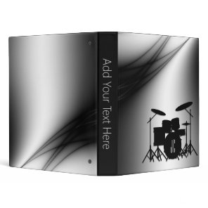 Initialed Drum Set Personal Text Spine Music 3 Ring Binder