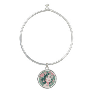 Initialed Mint Pink Bangle Bracelet