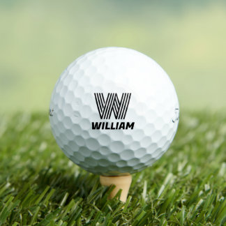 Initialed Name in Black, Personalized Monogram Gol Golf Balls