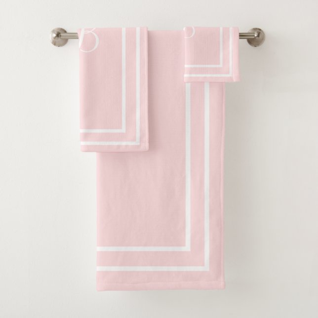 Initialed powder pink Towel set (Insitu)
