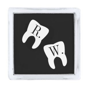 Initialed Teeth Dentistry Profession Symbol Custom Silver Finish Lapel Pin