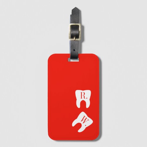 Initialed Teeth Dentistry Symbol Custom Bright Red Luggage Tag