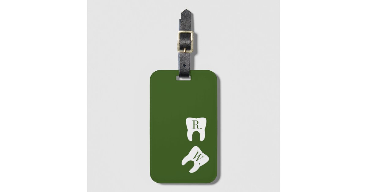 Initialed Teeth Dentistry Symbol Custom Forest Bag Tag Zazzle Com
